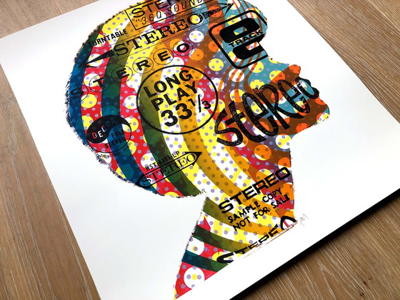 Image 1 of Berühmter Stereo-Siebdruck von Print Mafia - Hommage an die Vinyl-Schallplatte