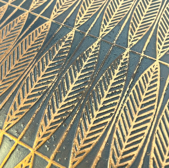 Image 1 of Tavolino vintage con piano in rame e gambe cromate