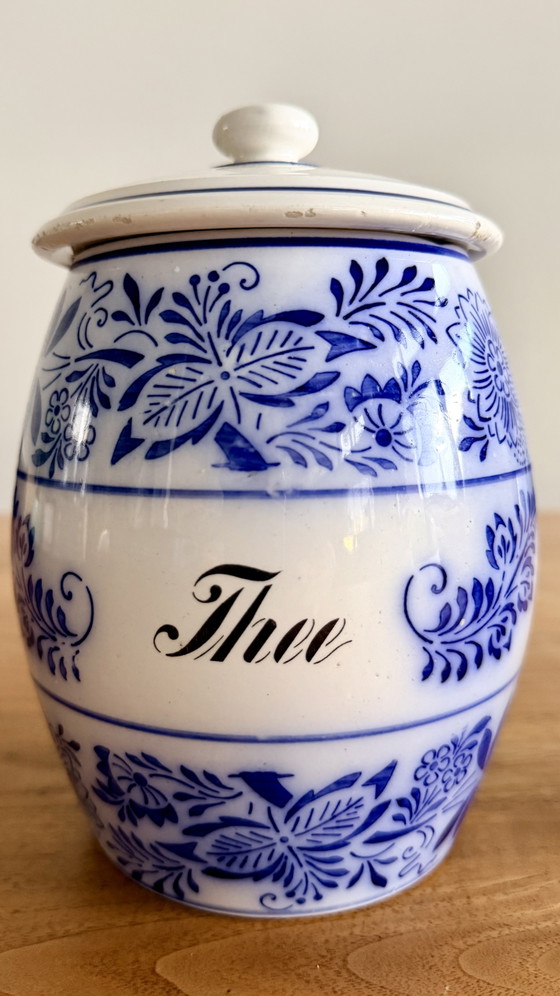 Set Vintage Barattoli Contenitori Blu-Bianco – Accessori da cucina, Ceramic (photo 2 of 5)