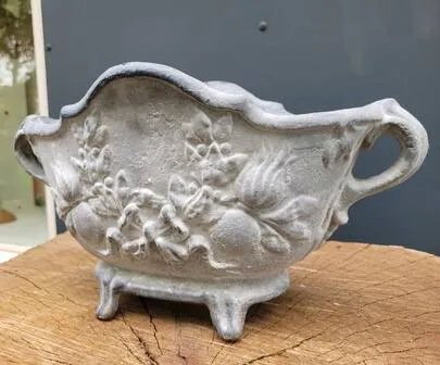 Franse gietijzeren plantenbak, Grijs, Vintage (foto 5 van 8)