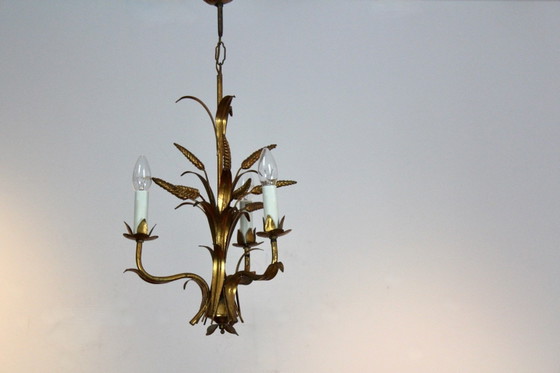 Lampadario a Spighe di Grano di Hans Kögl, Metallo, Dorato, Hollywood Regency (foto 6 di 8)