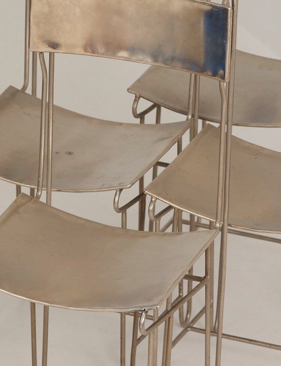 Image 1 of Conjunto de 4 sillas de artista de metal cromado, circa 1960/70