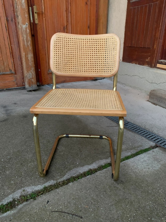 Mid-Century Modern Italian Marcel Breuer B32 Cesca Chair, 70s – Adjustable recliner chair, Metal, Brass (photo 8 of 8)
