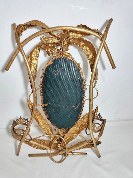 Image 1 of Oval Brass Mirror. Spain, 1940s.