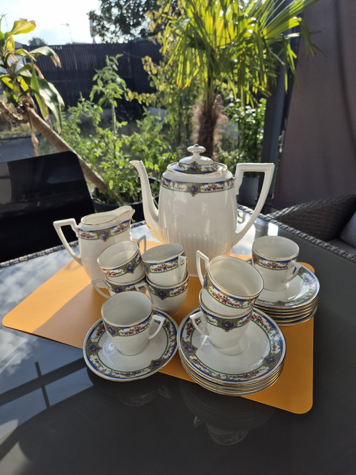 Vintage Limoges Porcelain Tea Set – T.L.B. France – ca. 1950s – Floral & Gold