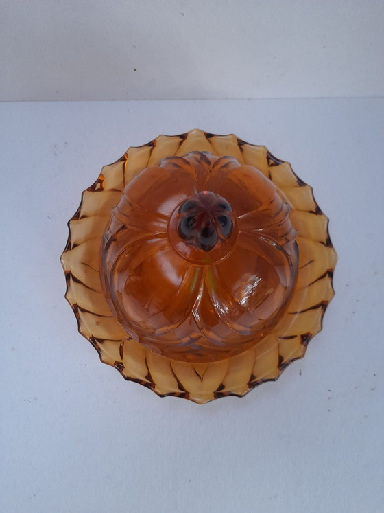 Burriera o campana per formaggio in vetro ambrato, Accessori da tavola, Arancione (foto 2 di 5)