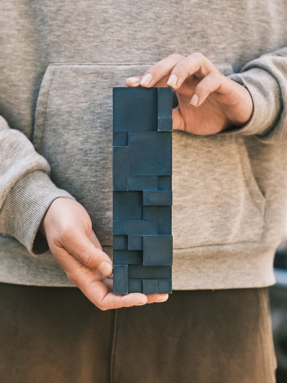 Image 1 of Set of deep blue brutalist wall objects