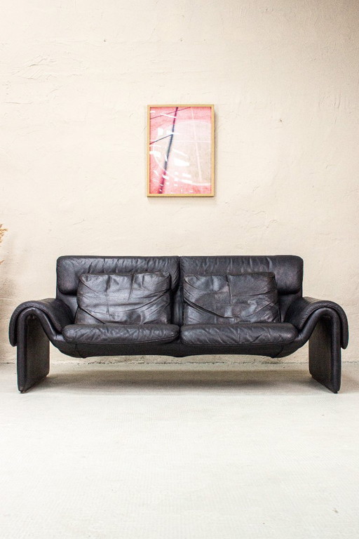 Vintage DeSede 2011 Sofa Zweisitzer Couch Leder Mid Century 80er