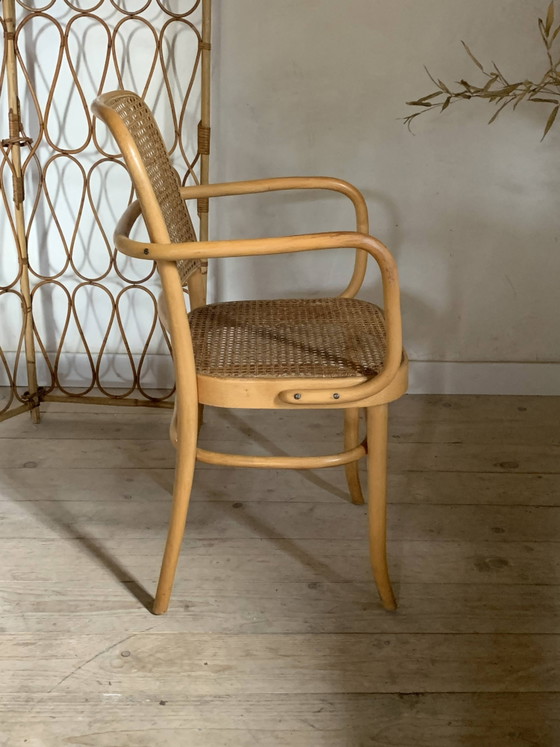 Vintage Hofmann rieten fauteuil – Thonet, Eetkamerstoelen, Wicker, Wood (photo 4 of 10)