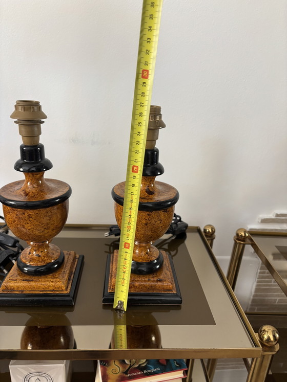 Coppia di Lampade da tavolo italiane vintage – Effetto radica – Made in Italy – Wood (photo 6 of 8)