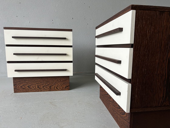 Image 1 of Set da comodino vintage - metà secolo - wengé