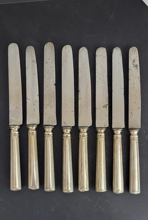 8 Christofle Silvered Metal Knives, 19th century