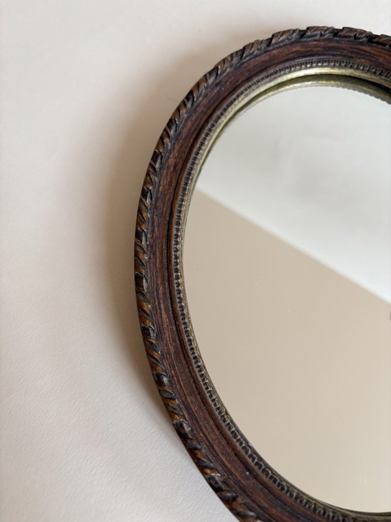Image 1 of Specchio ovale da parete con cornice in legno vintage