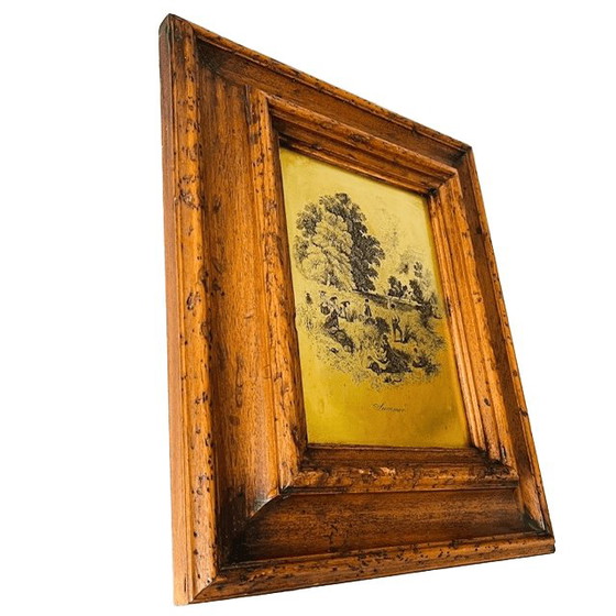 Image 1 of Antique framed copper engraving of a summer landscape "Summer" 1890s