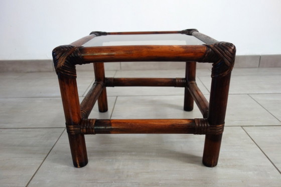 3 Vintage Bamboo and Smoked Glass Nesting Tables, 1960s – Side tables, Rattan (photo 10 of 16)