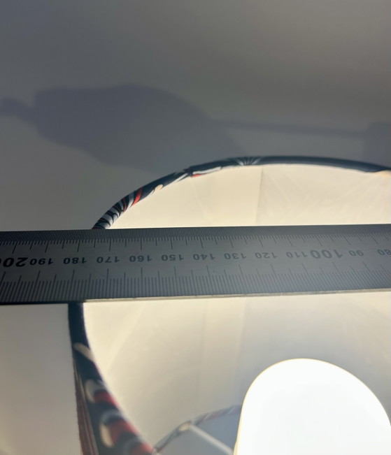 Image 1 of Atmospheric table lamp with crane motif shade made from Scheurich vase