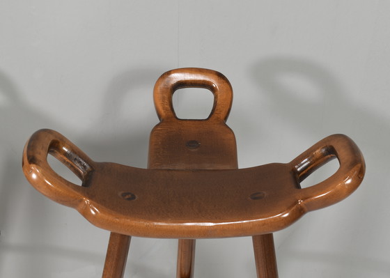 Image 1 of 4x Eiche Barhocker im Stil von Sergio Rodrigues 1970er Jahre