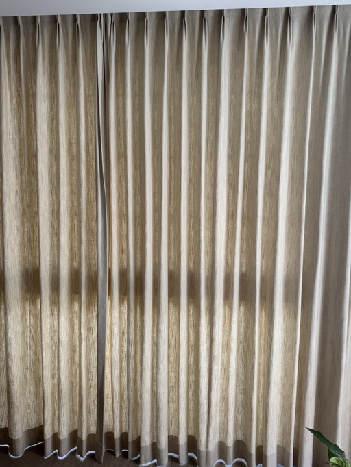 2x 2.20 m Curtains Coarse Linen/Cotton High Quality Height 2.60 m