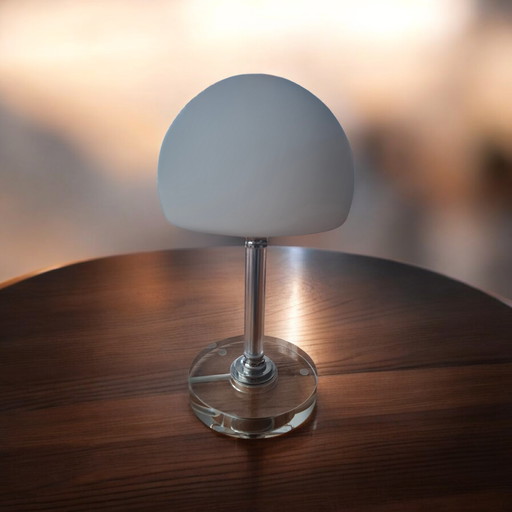 Space Age Mushroom Table Lamp – Chrome & Acrylic – Touch Dimmer