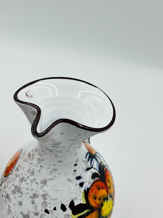 Image 1 of Pair of vintage hand-painted floral Italian vases