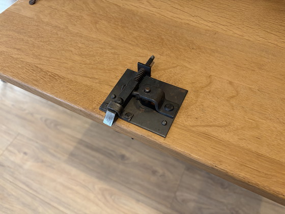 Image 1 of Oak with steel uprights cheese cabinet brutalist bookcase