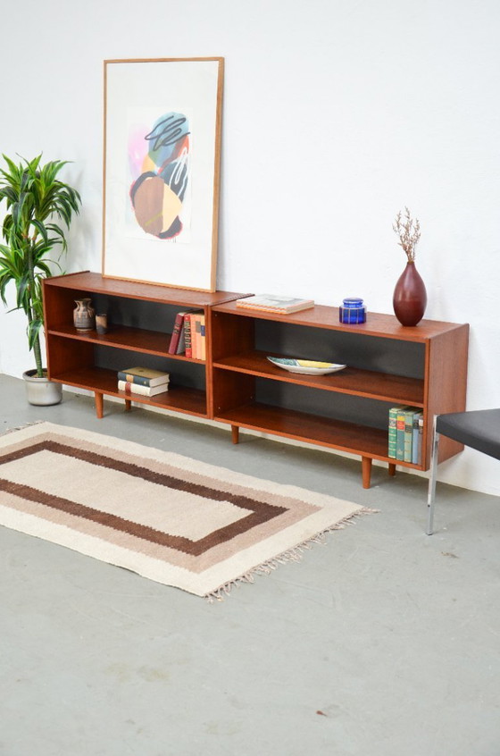 Image 1 of Vintage open sideboard, retro teak mid-century lowboard shelf, 1970s
