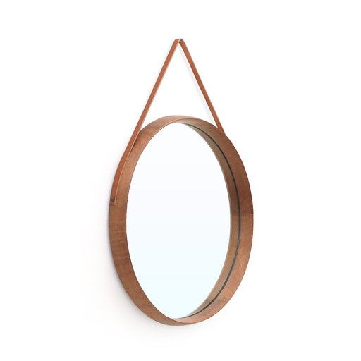 Miroir rond avec cadre en teck, 1960