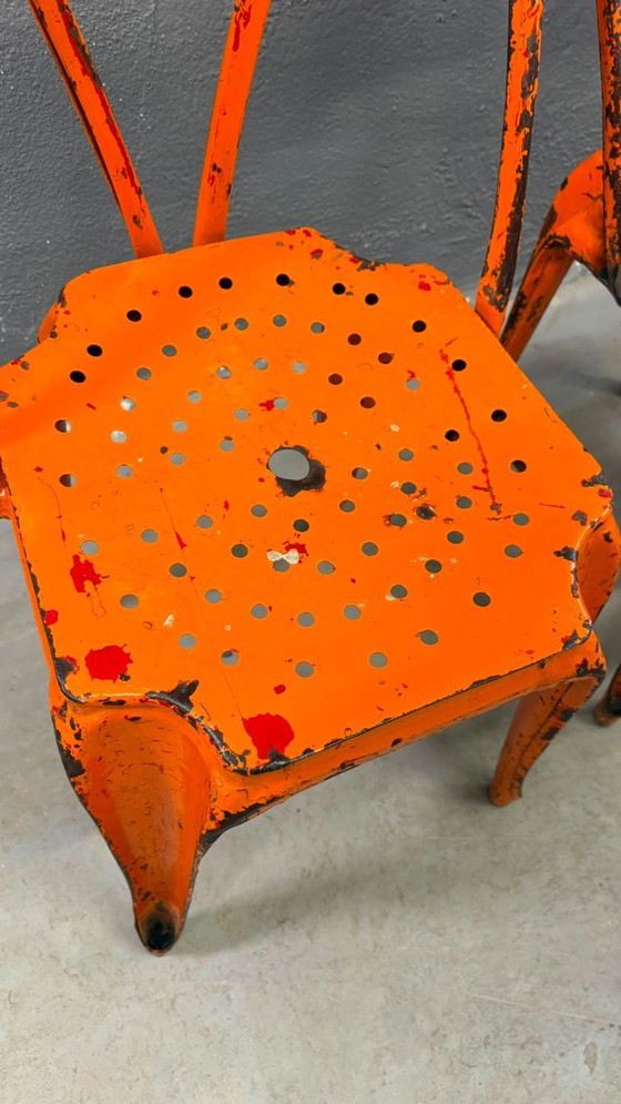 Image 1 of Set aus 6 industriellen Esszimmerstühlen aus Metall von Joseph Mathieu, lackierter Stahl, 1920er Jahre, Frankreich