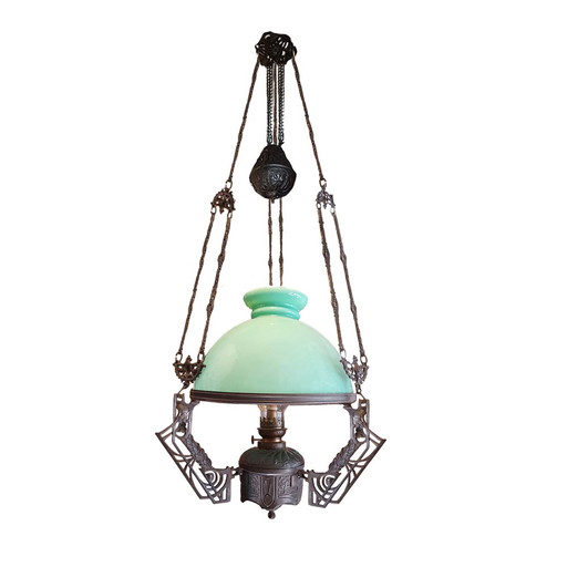 Art Nouveau Verstellbare Gegengewichts-Öl-Hängelampe