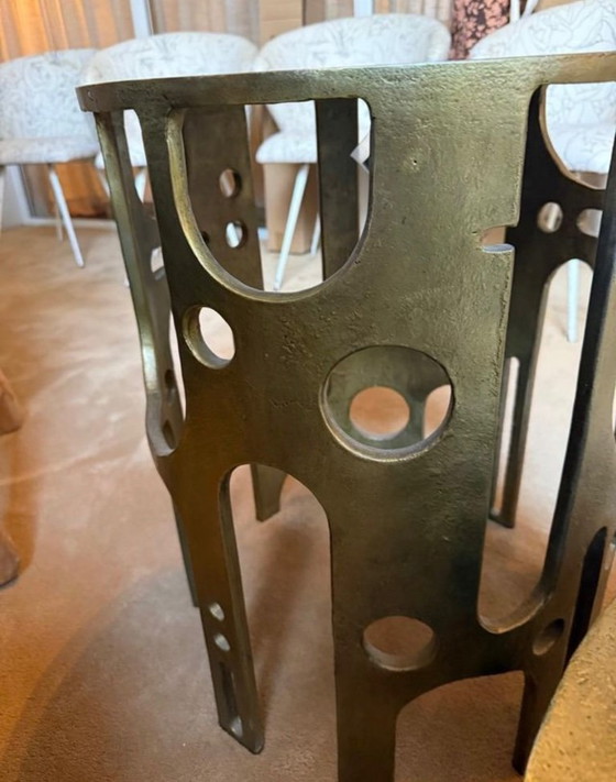 Image 1 of VLAB Brutalist metal console with bronze finish