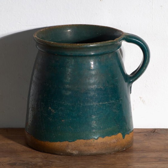 Antique folk glazed pottery pot – Central Europe, circa 1930 – Plant pot, Rustic (photo 36 of 40)