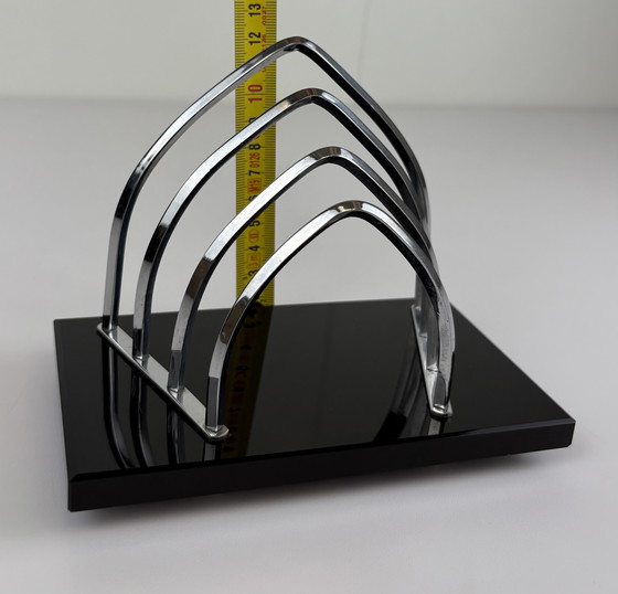 Image 1 of Vintage / antieken brievenstandaard enveloppe houder chroom glas 