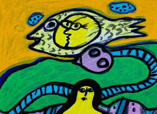 Corneille - Vintage Kleurrijke Lithografie - Jaren 90