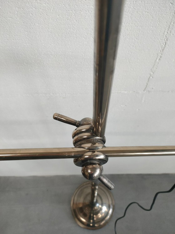 Image 1 of Lampadaire rétro en métal chromé Verona (aspect antique/argenté)