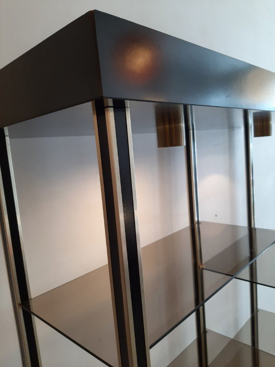 Image 1 of Hollywood Regency Messing en Glas Shelf.