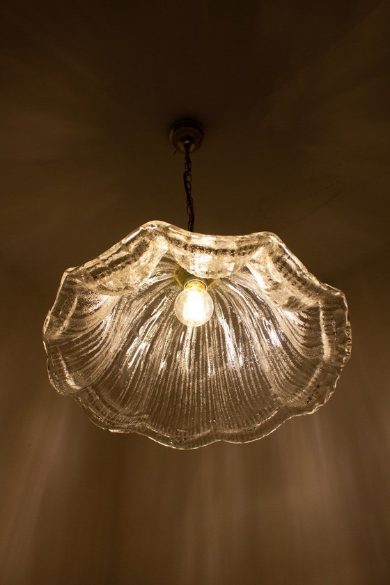 Image 1 of 70s textured glass Massive pendant lamp