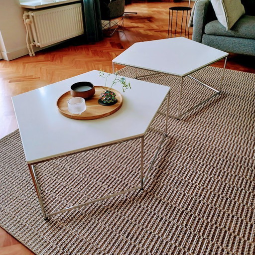 Minotti Jess side tables with corian top