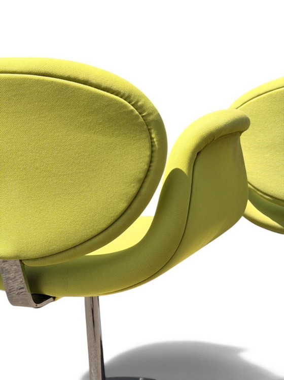 Pair Of Authentic Pierre Paulin "Little Tulip" Chairs For Artifort - Vibrant Green – Dining chairs, Textile (photo 9 of 13)