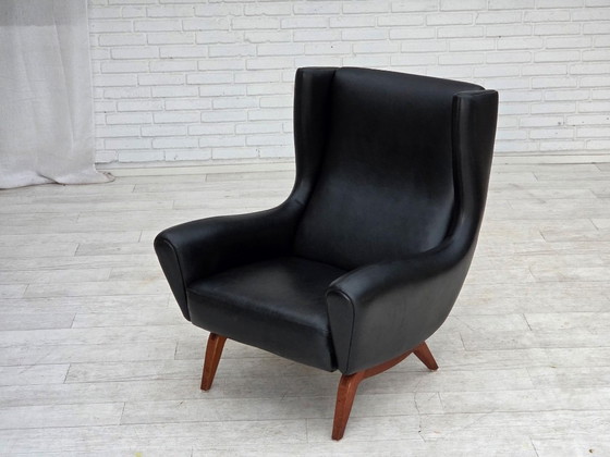 Jaren 60, Deens ontwerp van Illum Wikkelsø, fauteuil, model 110, leer, teak – Wood (photo 17 of 21)