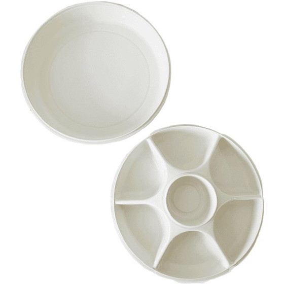 Piatto da portata vintage Tupperware per patatine e salsa, con coperchio e ciotolina per salsa, anni '80. (photo 5 of 8)