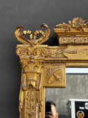 Antique Napoléon III pediment mirror – gilded wood – approx. 1870 – 215 cm