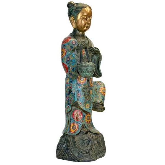 Monumentales chinesisches Cloisonné-Paar Lü Dongbin und Lan Caihe – Qing, 19. Jahrhundert – Bildhauerei (photo 2 of 5)