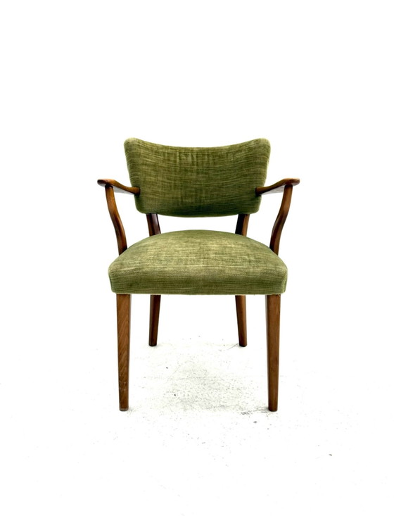 Fauteuil cocktail vintage, années 60, Bois, Textile, Marron (photo 2 sur 10)