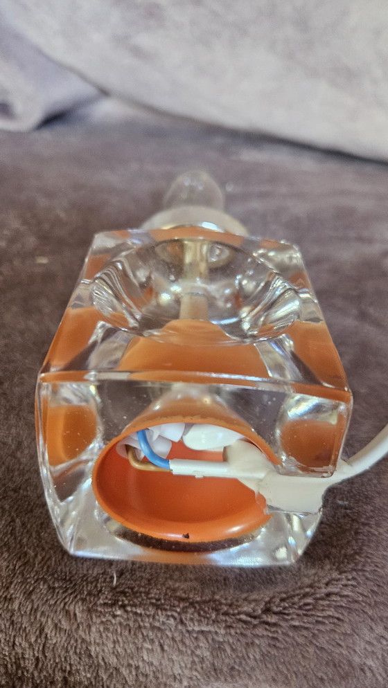 Image 1 of Lamp base cube resin orange retro