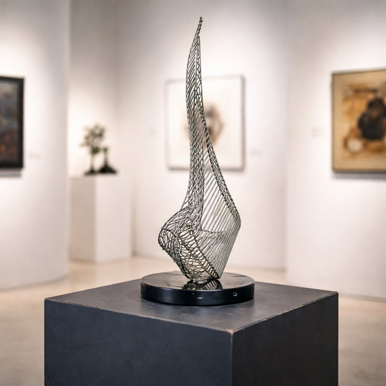 Image 1 of Scultura in filo metallico vintage senza titolo firmata Bob Bennett (1979) artista americano