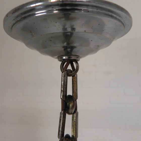 Image 1 of Art Deco pendant lamp with round sphere with geometric patterns, 1930s