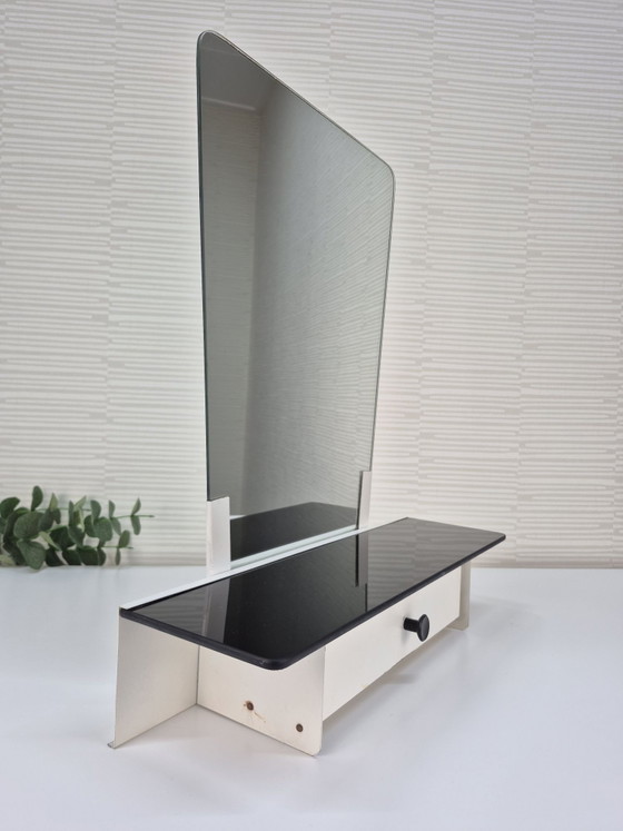 Vintage wall dressing table/hall mirror metal with drawer. – Glass (photo 8 of 10)