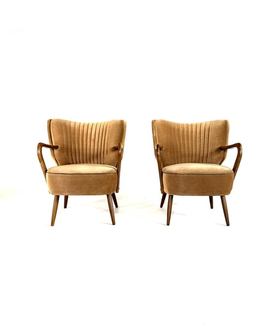 Set di 2 poltrone cocktail vintage in velluto anni '60 – Legno, Tessile (photo 8 of 9)