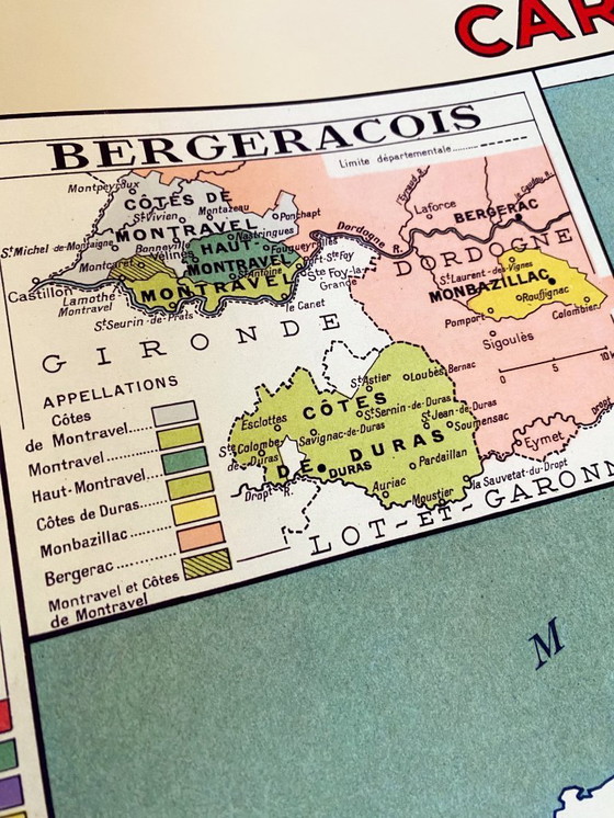 Image 1 of Vins de France 1949 - Vintage kaart van de wijngebieden - (84,1 x 118,9 cm)