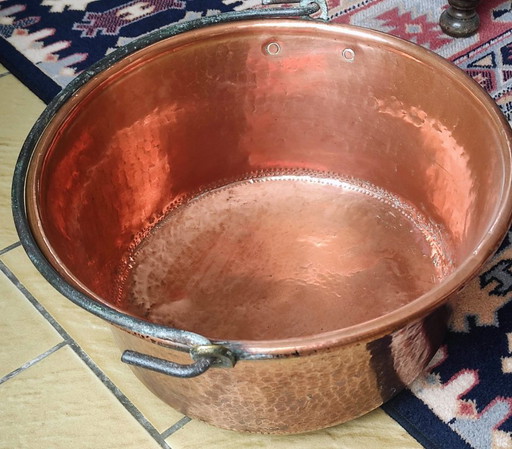 Grand chaudron ancien en cuivre martelé – Ø 40 cm – Authentique & Rustique